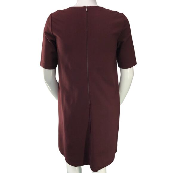 Lafayette 148 New York Size M Dress Shift Burgundy Back Zip Ponte Stretch Knit - Picture 8 of 16